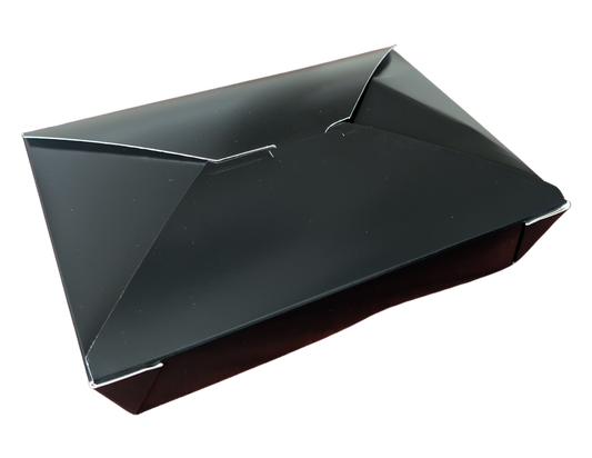 #2 Black Top Folded Take-Out Paper Container - 200pcs