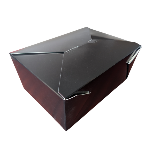 #4 Black Top Folded Take-Out Paper Container - 160pcs