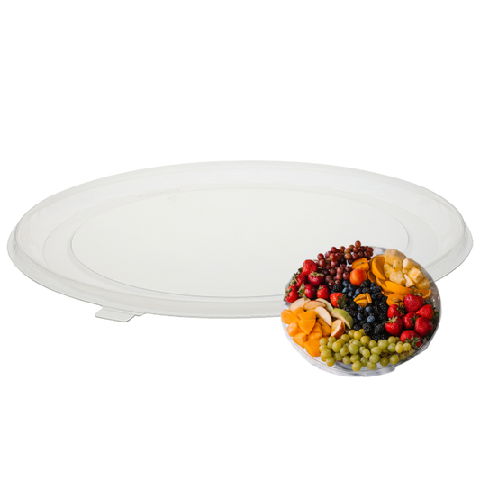 16" Round Clear PET Catering Tray - 50pcs