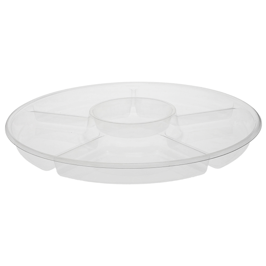 16" Clear 5 Comp Lazy Susan Catering Tray - 25 pcs