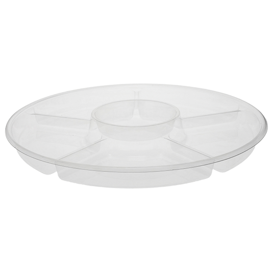 16" Clear 5 Comp Lazy Susan Catering Tray - 25 pcs