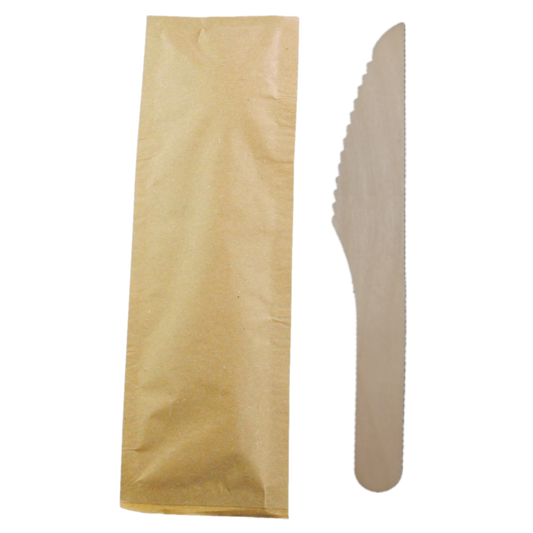 6.5" Individually Wrapped Birch Wood Knifes - 1000/case