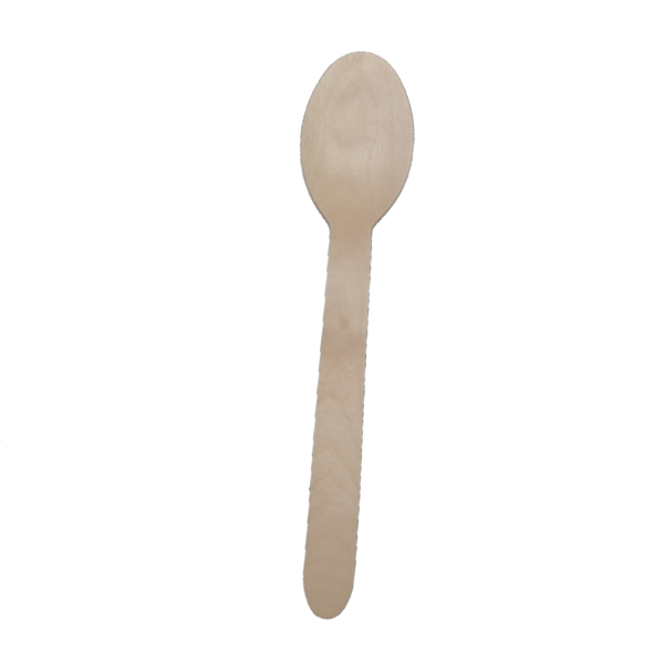 4"/ 160mm Birch Wood Spoons - 100/bag, 1000/case