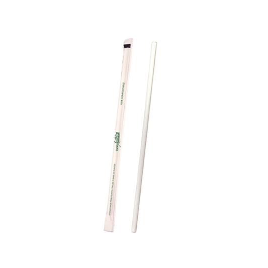 8" Individually Wrapped White Paper Straws - 500pcs