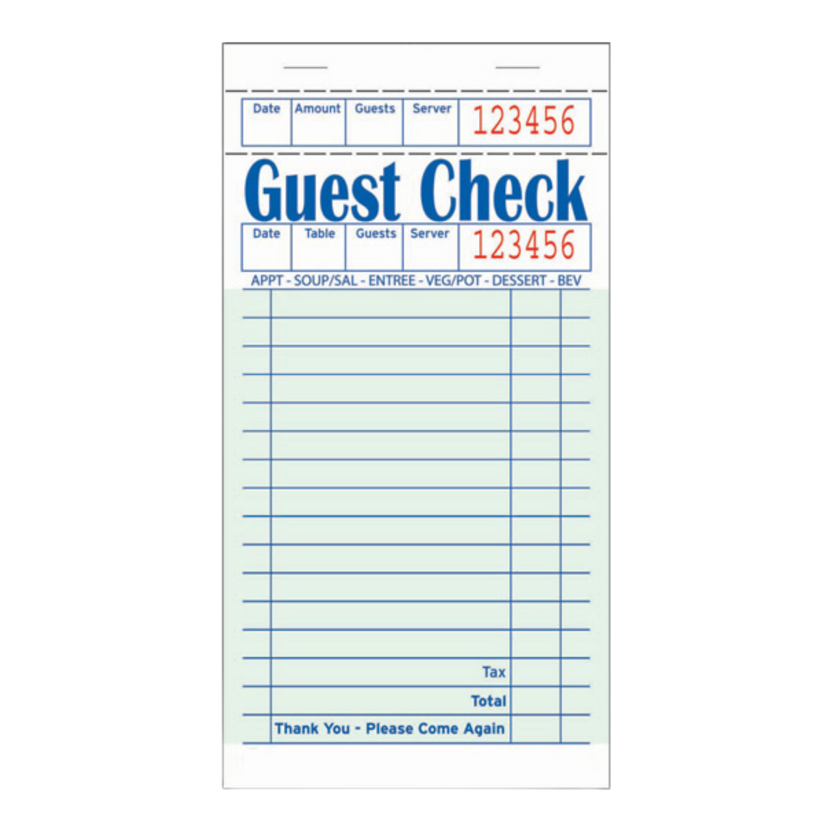 1 Copy Guest Checks - 50 books/box
