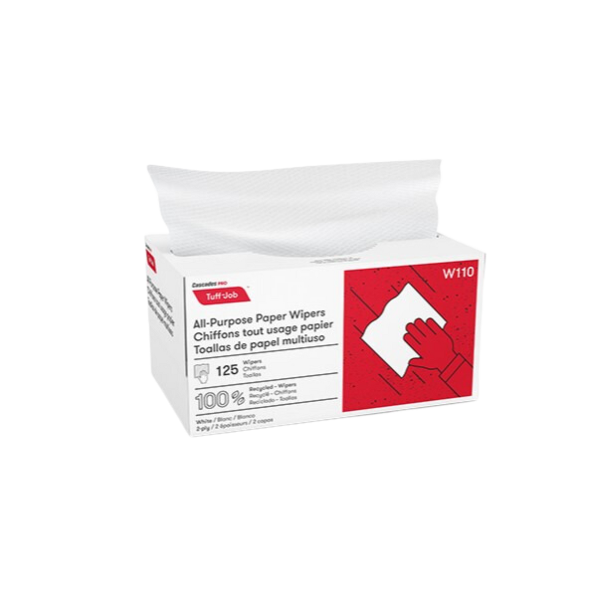 2ply All Pupose Paper Wipers - 125 /Box, 18box/case