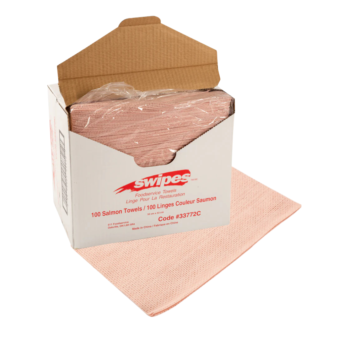13" X 21" Salmon Antimicrobial Food Service Towels - 100 pcs