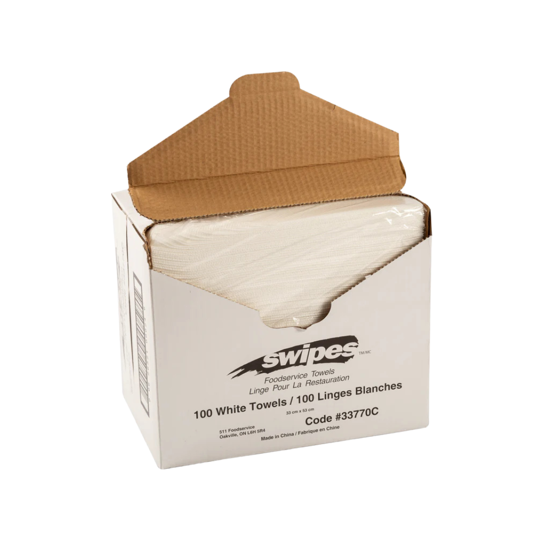 13" X 21" White Antimicrobial Food Service Towels - 100 pcs