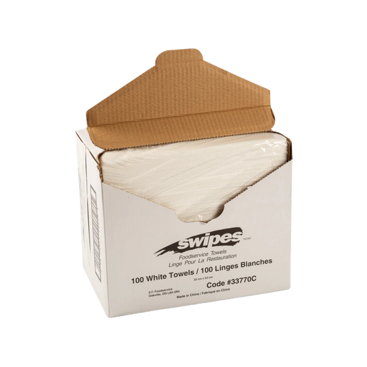 13" X 21" White Antimicrobial Food Service Towels - 100 pcs