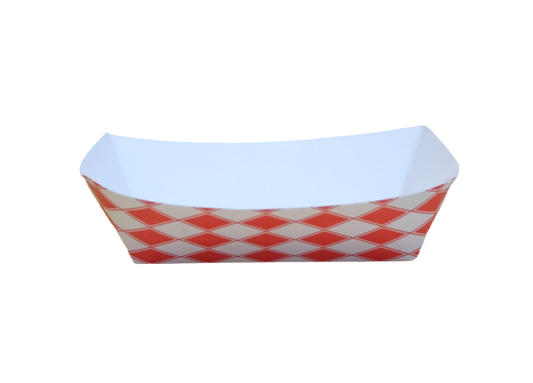 2lb Red Checkered Food Trays - 1000pcs