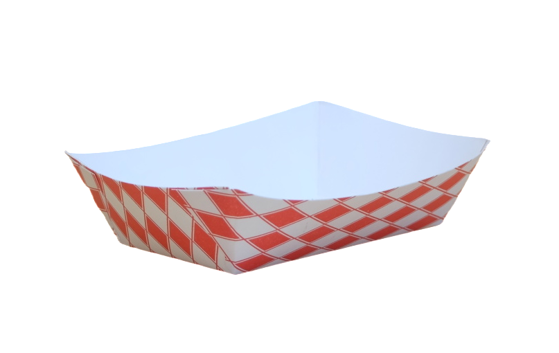 3lb Red Checkered Printed Food Tray - 500pcs