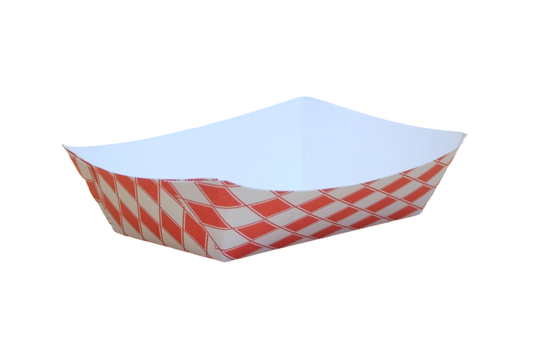 3lb Red Checkered Printed Food Tray - 500pcs