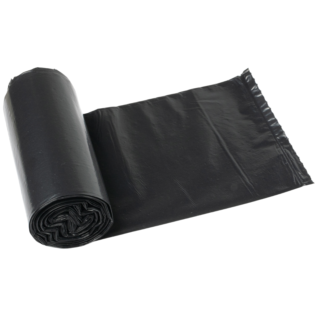 24" x 22" High Density Black Garbage Bags on the Roll - 1000 pcs