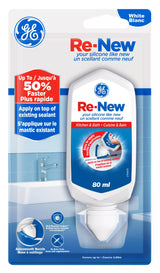 GE RE-NEW Silicone Sealant, White Kitchen and Bath, 80 ml Tube, Pack of 1 GE