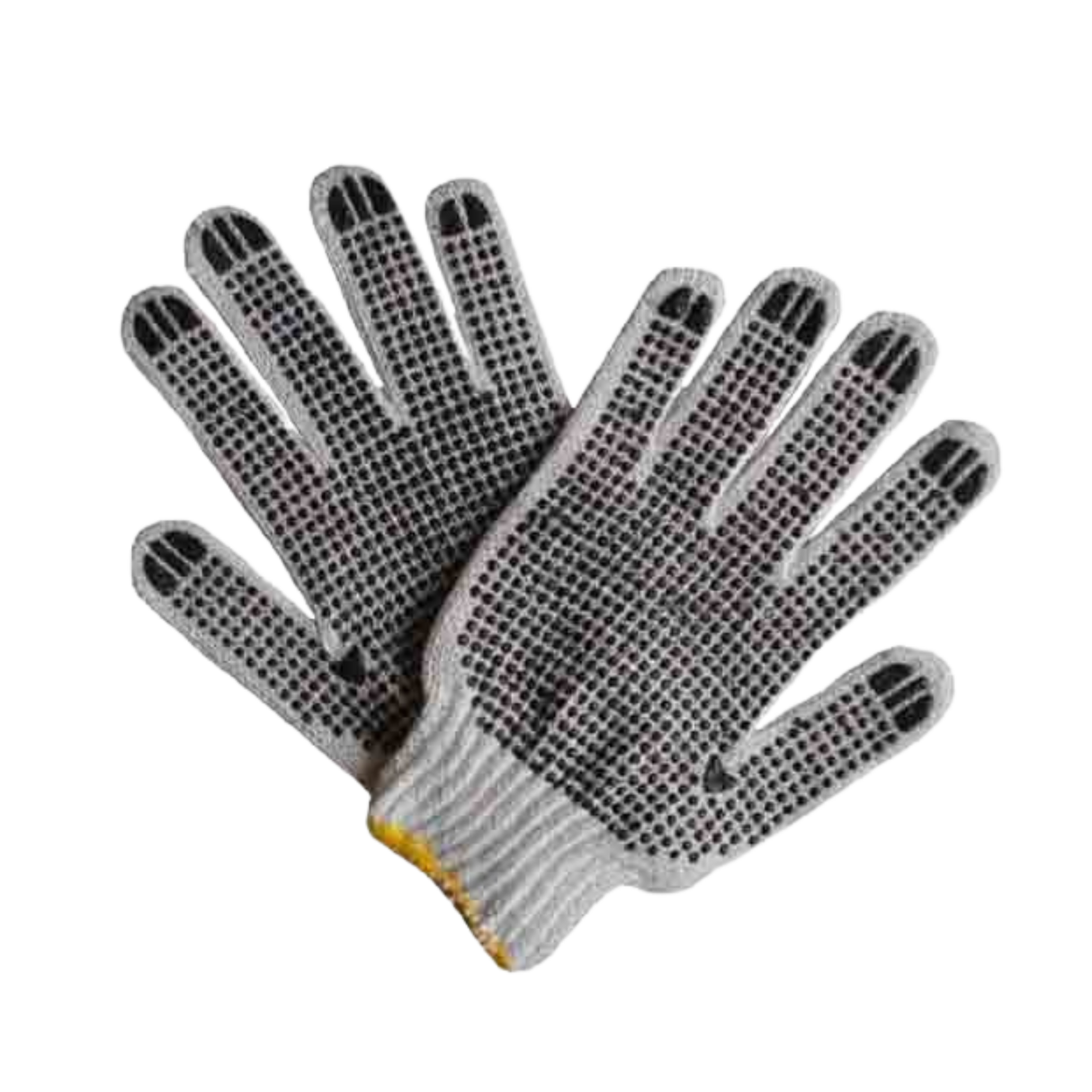 Grey Medium Cotton Gloves W/ PVC Dots Heavy Duty - 12 Pairs,20bundle/cs