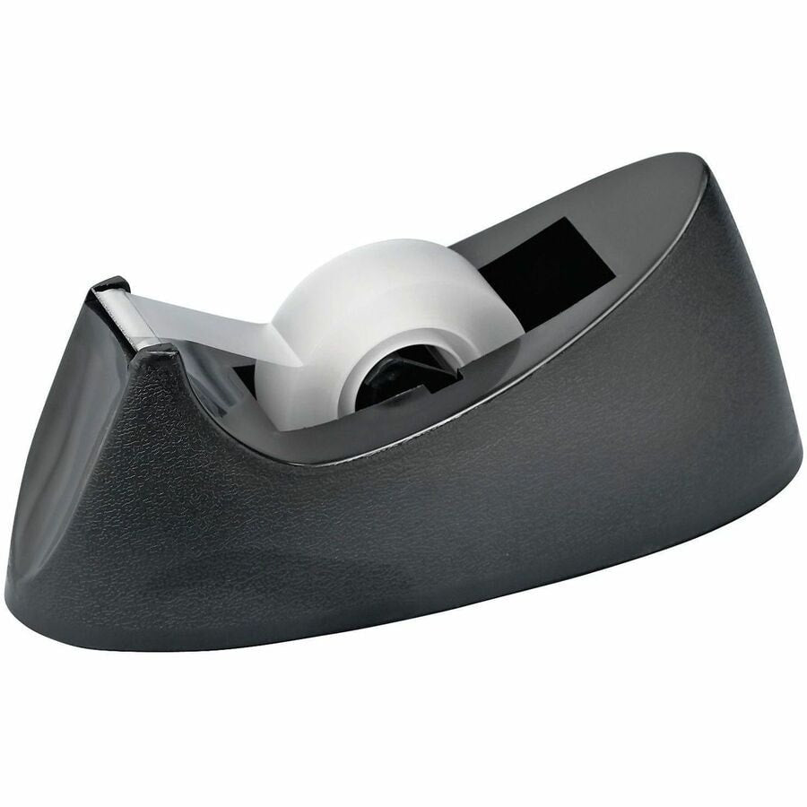 Grand & Toy Weighted Desktop Tape Dispenser - 1" (25.40 mm) Core - Refillable - Rubberized Base, Weighted Base, Non-skid Base, Durable, Impact Resistant, Non-slip Base, Scratch Resistant - Plastic - Black - 1 Each Grand & Toy