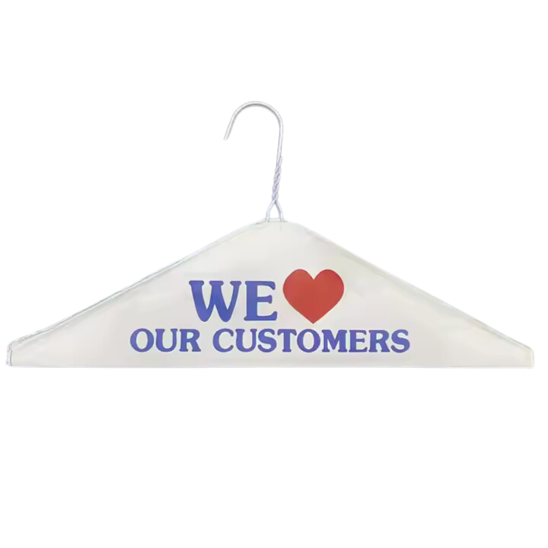 16" White Printed Caped Hanger, 13 Gauge - 500 pcs