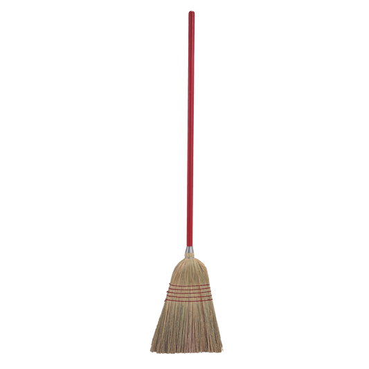 2.5cm Red Stained Corn Broom with Lacquered Handle