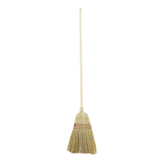 144.0 x 34.0 x 6.0 cm Red Stained Corn Broom with Lacquered Handle