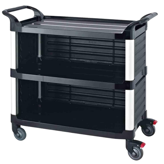 Black 3-Shelf Enclosed Utility Cart - 1 Set