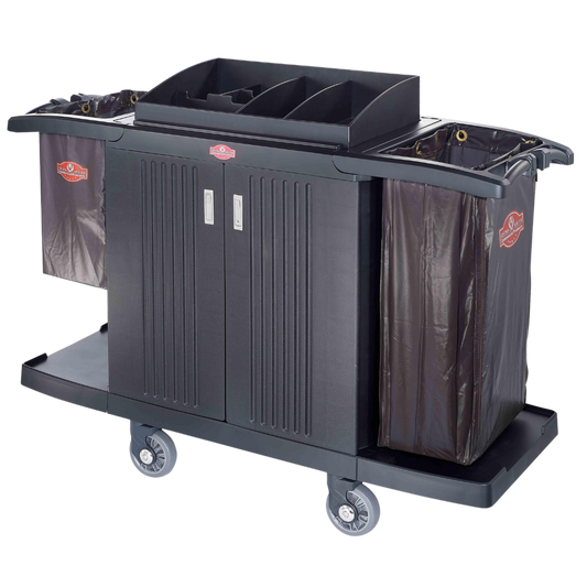 Housekeeping Cart with Silent Rubber-Coated Wheels and Doors - 1 Set