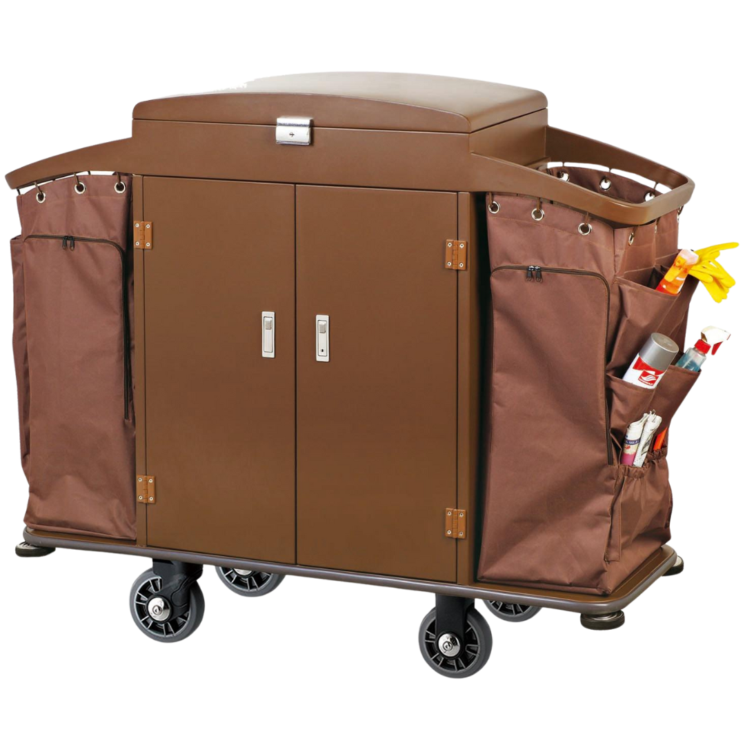 Housekeeping Cart with Powder-Coated Steel Frame - 1 Set