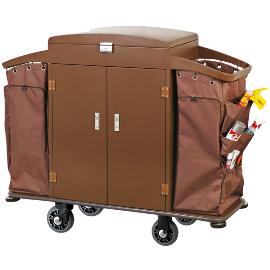 Housekeeping Cart with Powder-Coated Steel Frame - 1 Set