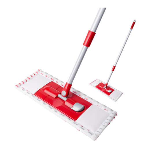 42cm Flat Microfiber Mop with 75-130cm Telescopic Metal Handle -1 Set