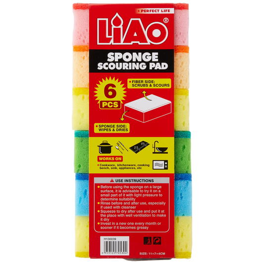 11x7x4cm Sponge Scouring Pad - 6pcs/pk