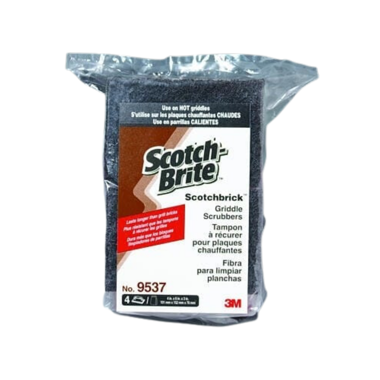 4" x 6" x 3" Griddle Scrubber - 4pcs