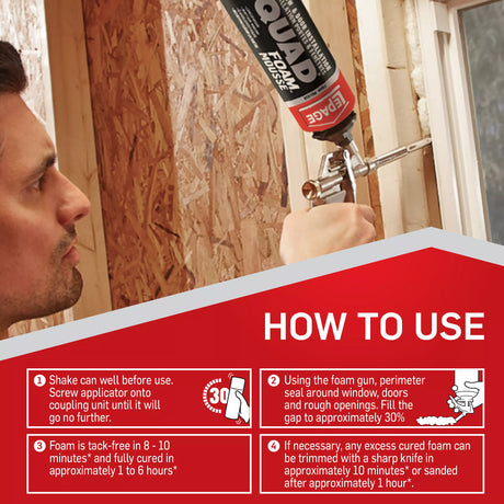 LePage Quad Foam Window and Door Installation Foam, Pale Yellow, 600 ml Can, Pack of 1 LePage®