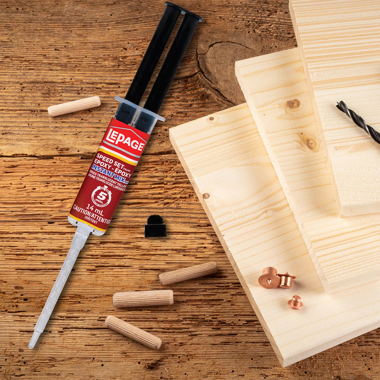 LePage Speed Set Instant Mix Epoxy, Clear Amber, 14 ml Syringe, Pack of 1 LePage