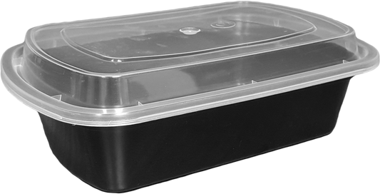 24oz Rectangular Take-Out Microwaveable Combo Container with White Base - 150sets