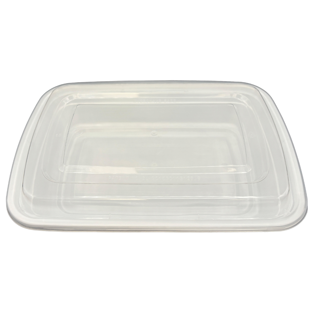 25oz Rectangular White Take-Out Microwavable Combo Container with Clear Lids - 150 sets