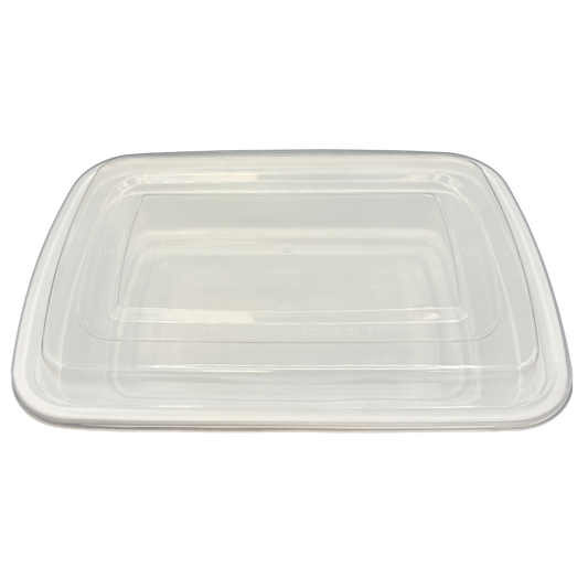 25oz Rectangular White Take-Out Microwavable Combo Container with Clear Lids - 150 sets