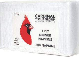 1ply 1/8 Fold White Dinner Napkins - 300x10/cs