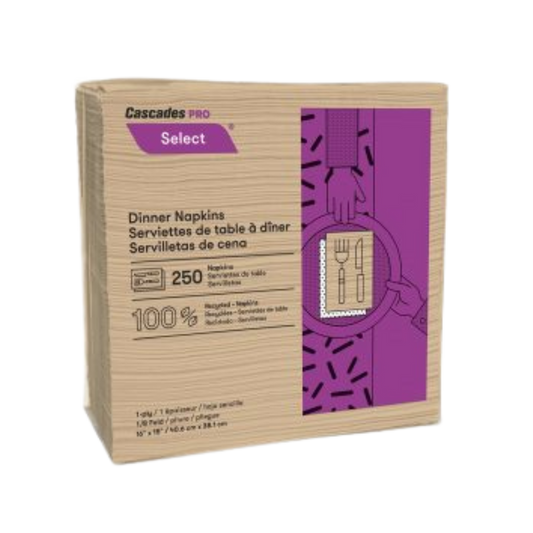 16" x 15.5" 1/8 Fold Kraft Dinner Napkins - 250 x 12/cs