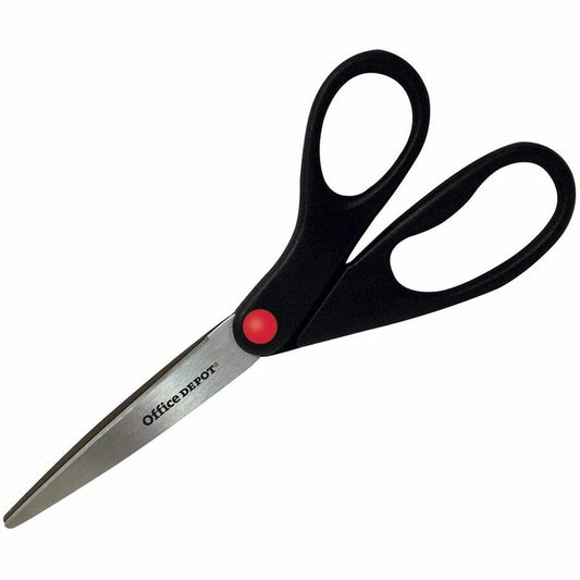 Office Depot Scissors, Black Handle, 8" Straight - Left/Right Edge-ground Blade - Straight Tip - 1 / Each Office Depot