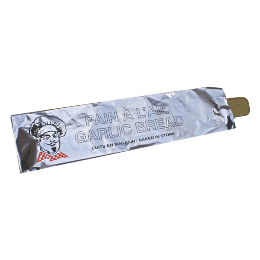 5.25" x 2.25" x 21" Printed Foil Laminated Garlic Bread Bags - 500pcs