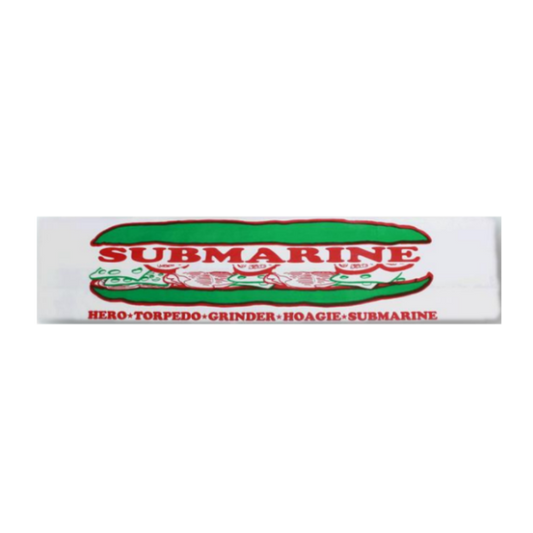 4" x 2.5" x 16" White Printed Waxed Submarine Bag - 1000pcs