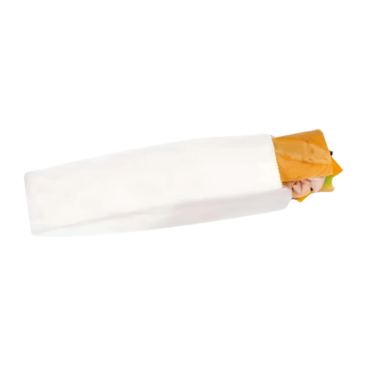 4" x 2.5" x 16" White Plain Waxed Submarine Bag - 1000pcs