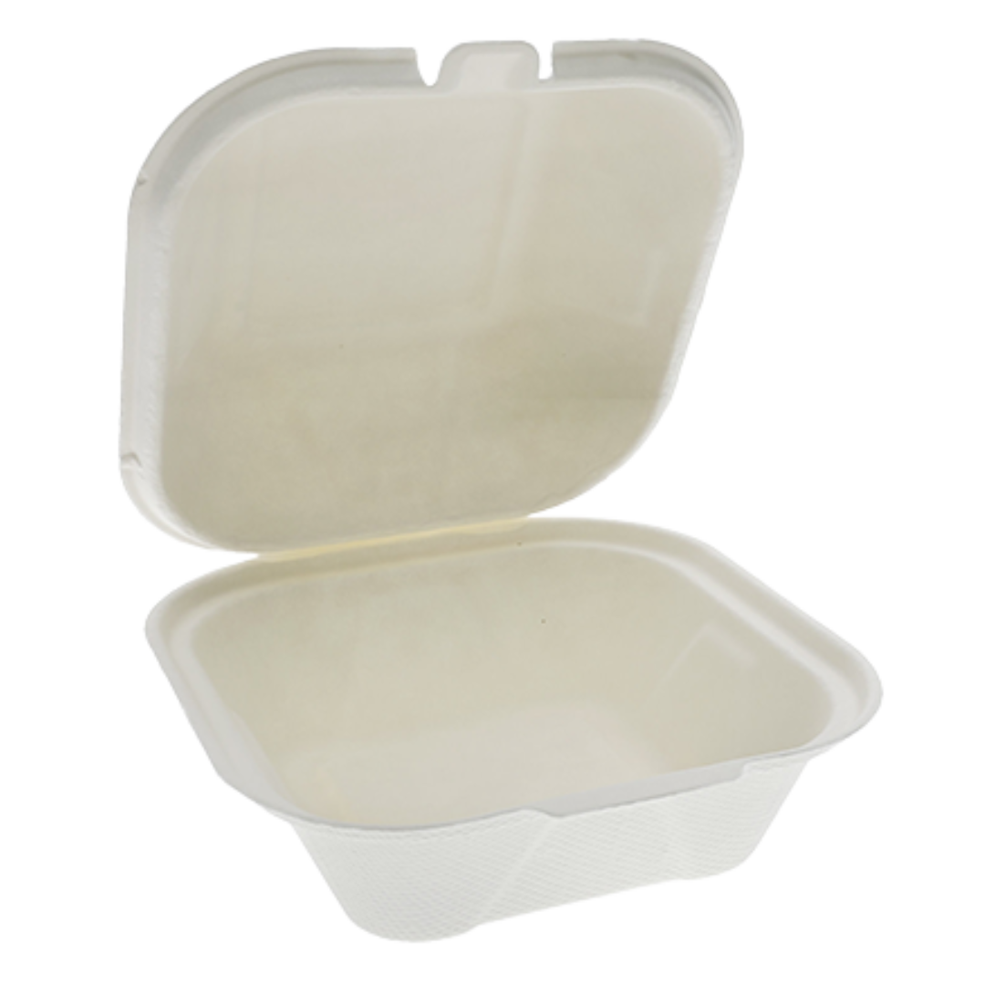6" x 6" x 2.75" White MFPP Take-Out Container - 500/cs