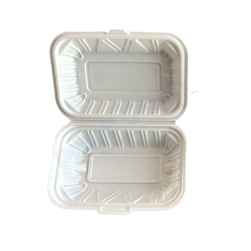 7.5" x 4.5"x 3" White MFPP Take-Out Container - 300 pc/case