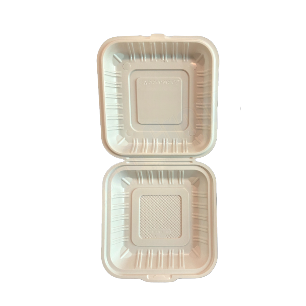 7" x 7"x 3" White MFPP Take-Out Container with 3Comp. - 150 pcs/case