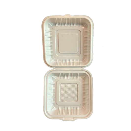 7" x 7"x 3" White MFPP Take-Out Container with 3Comp. - 150 pcs/case