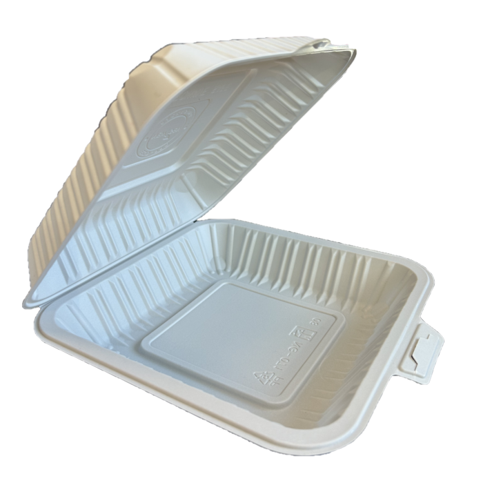 8.2" x 7.7" x 2.8" White MFPP Take-Out Container - 150 pcs