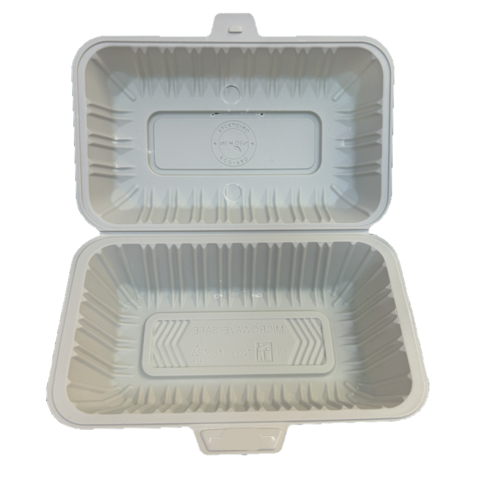 9" x 5.25" x 3" White MFPP Take-Out Container - 200 pcs
