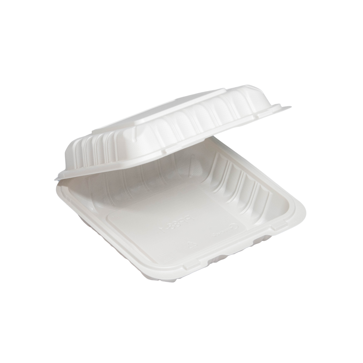 8" x 8" x 3.75" White MFPP Take-Out Container - 150/cs