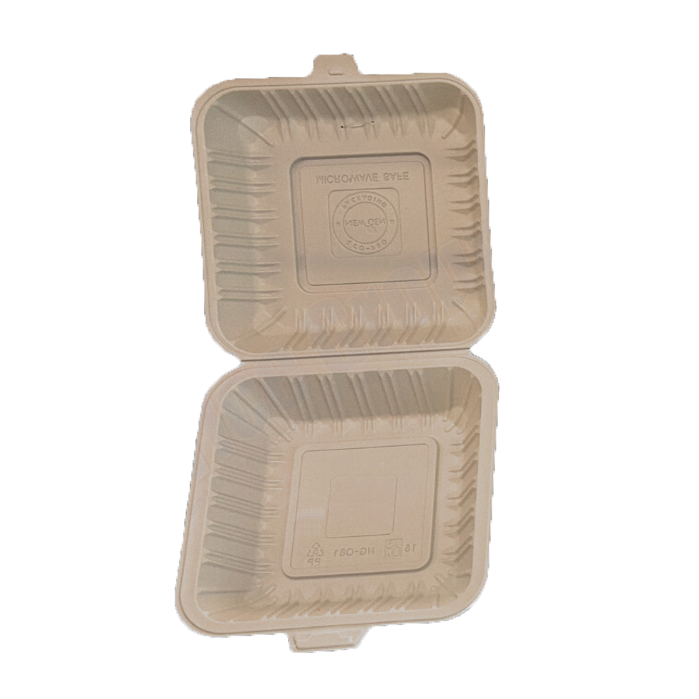 8" x 8" x 3.75" White MFPP Take-Out Container - 150 pcs