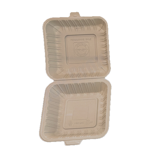 8" x 8" x 3.75" White MFPP Take-Out Container - 150 pcs